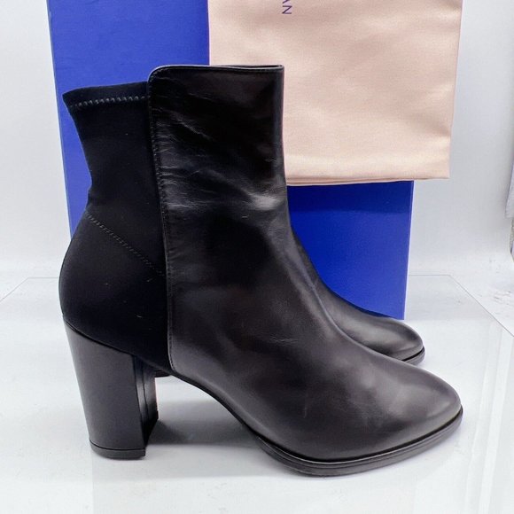 Stuart Weitzman Harper 80 Womens Pointed Toe Heeled Bootie Black Leather US 9 B - Picture 2 of 10